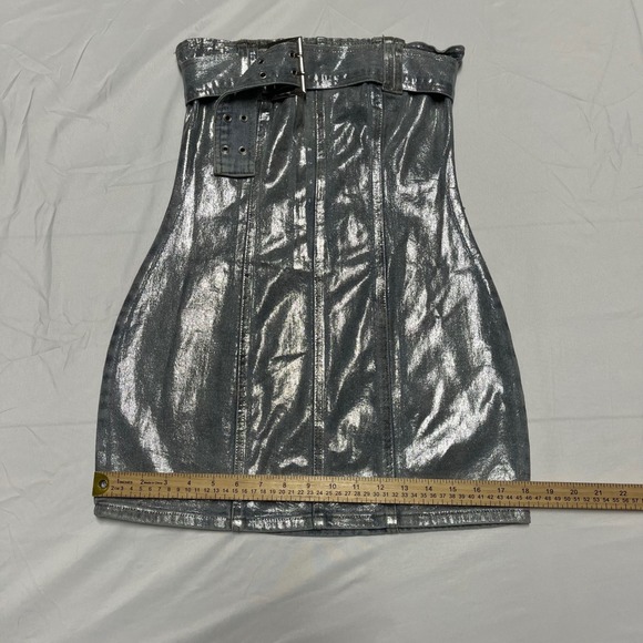 NEW! Fashion Nova Dahlia Metallic Denim Mini Dress Size Small NWT